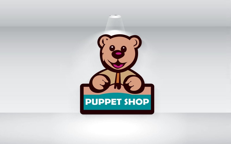 Puppet Shop Logo Template With A Bear For Puppet Shop Vector File