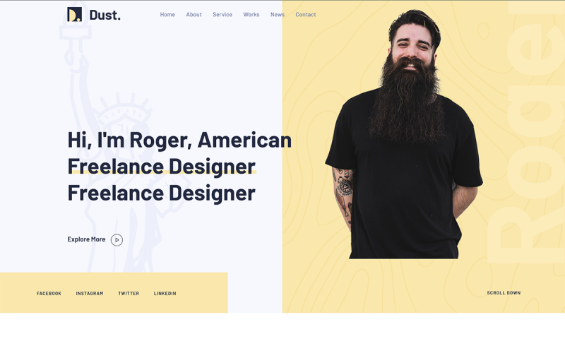 Dust – Önéletrajz és portfólió WordPress téma