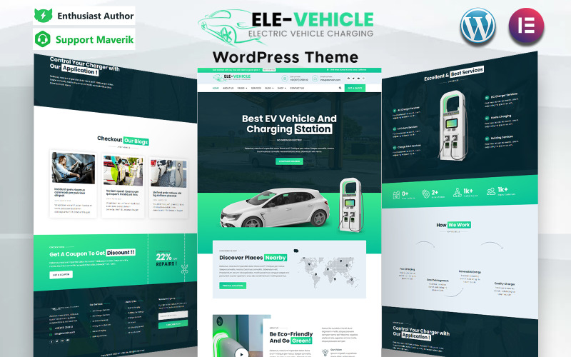 ELE-Vehicle - Tema WordPress per veicoli elettrici e stazione di ricarica