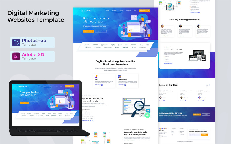 Plantilla de sitio web de marketing digital gratis