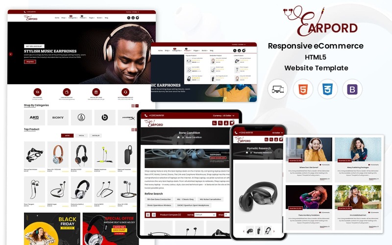 AirPord Web — HTML-шаблон для интернет-магазинов Ear and Sound Device
