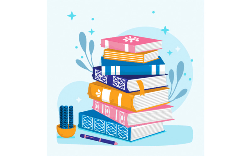 Ilustração de livro de pilha desenhada à mão (2)