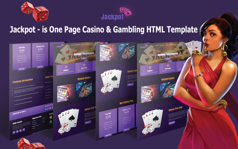 Jackpot - Modello di sito Web della pagina di destinazione HTML per casinò online e gioco d'azzardo