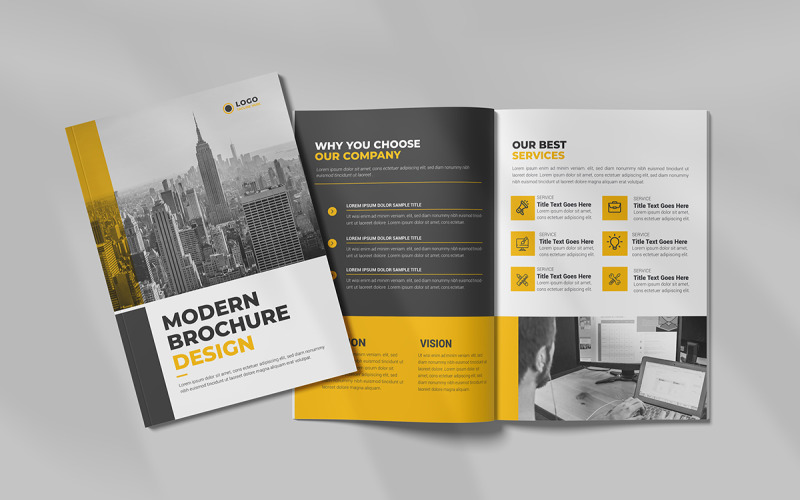 Modello di brochure aziendale, design del layout del modello modificabile di brochure aziendale di 16 pagine.