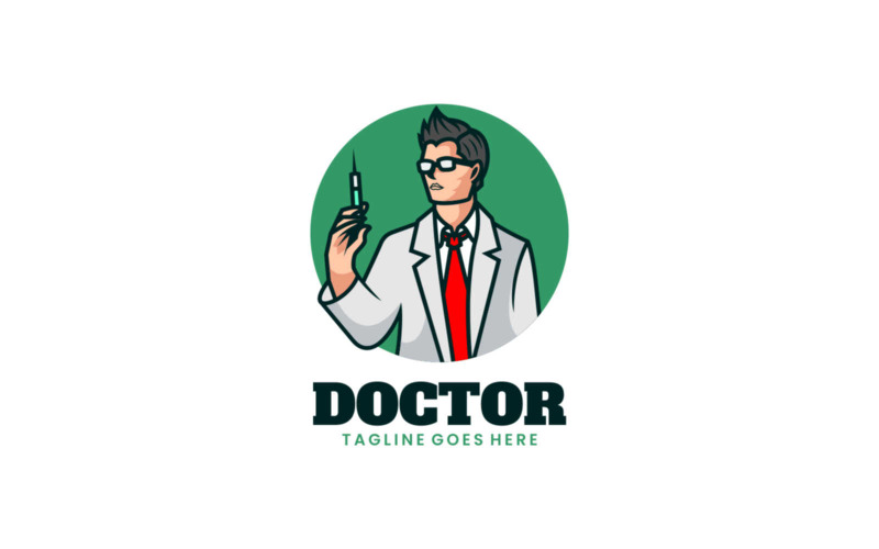 Dokter mascotte cartoon logo-stijl