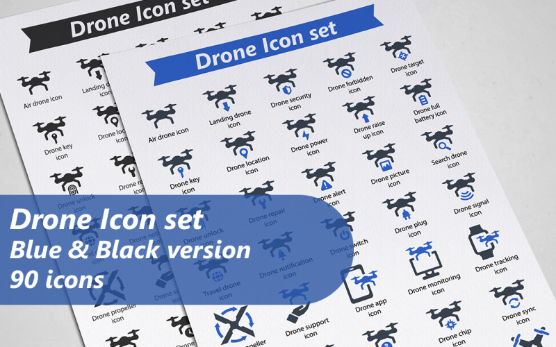 Dron Glyph Icon Set šablony