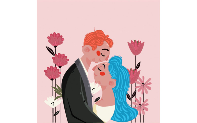 Handgezeichnete Hochzeitspaar-Illustration