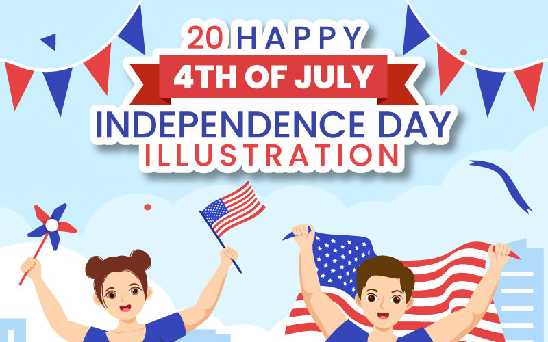 4 juli Onafhankelijkheidsdag VS illustratie
