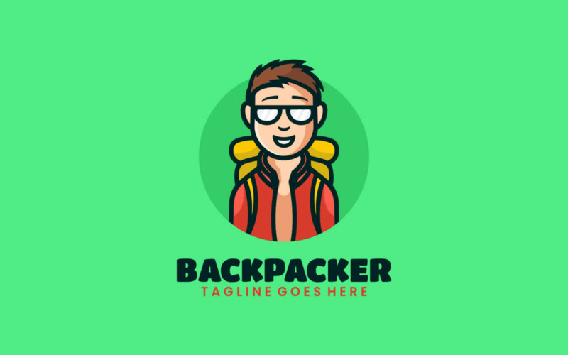 Logo de dessin animé de mascotte de routard