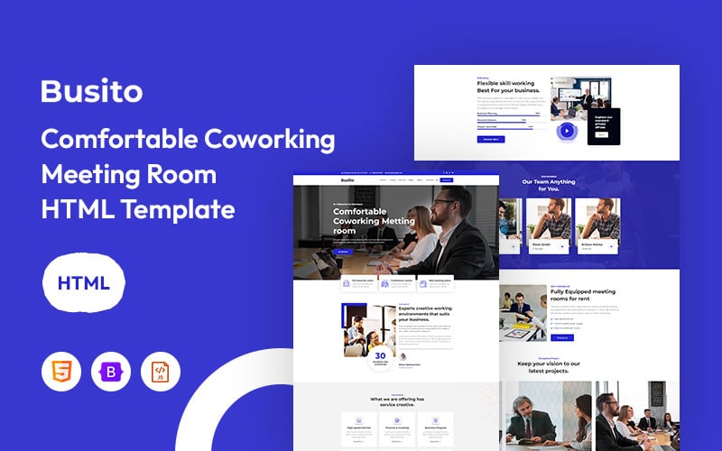 Busito – Komfortable Coworking-Besprechungsraum-Website-Vorlage