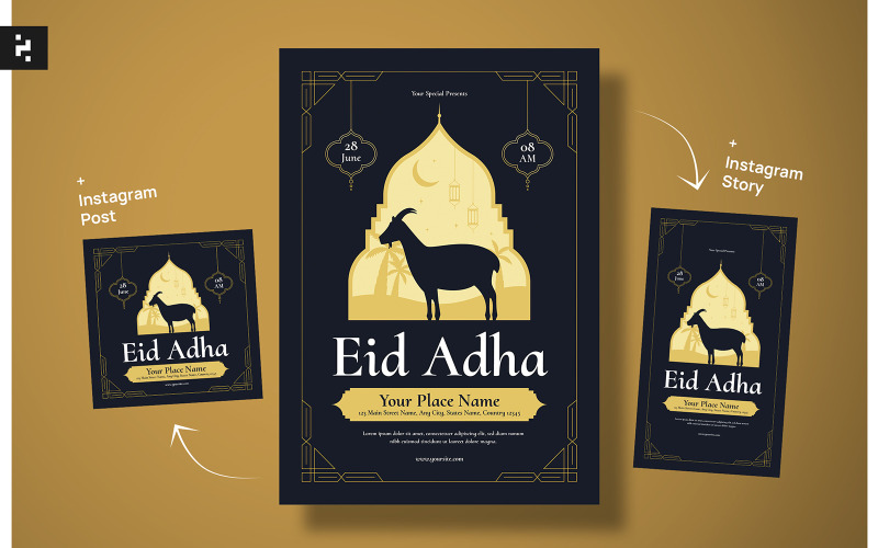 Elegantní Eid Adha Flyer šablona