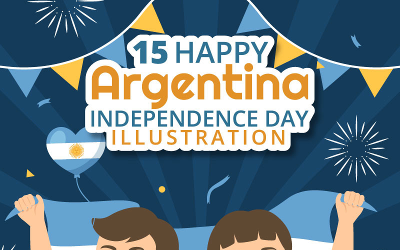 15 Feliz Día de la Independencia de Argentina Ilustración