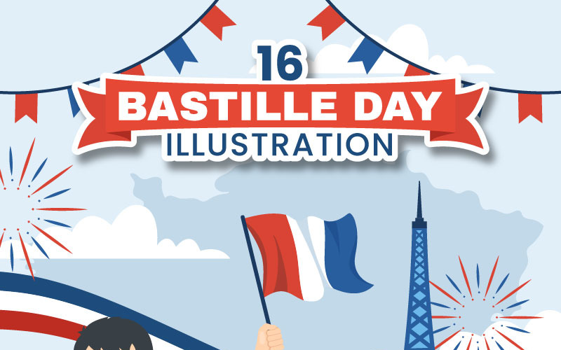16 ilustracji szczęśliwego dnia Bastylii