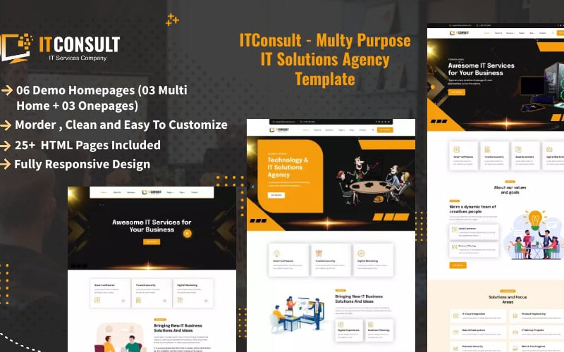 ITConsult - 多用途 IT 解决方案机构 HTML 模板