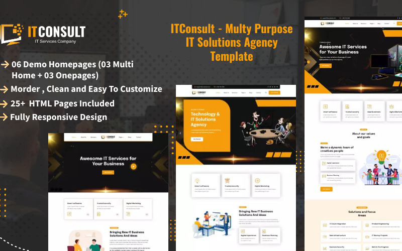 ITConsult - Modèle HTML d'agence de solutions informatiques polyvalentes