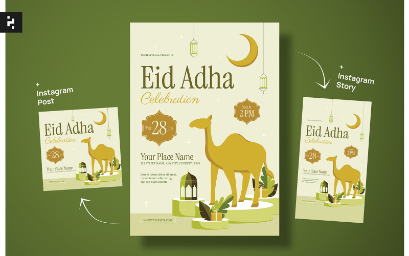 Plantilla creativa para volante de Eid Al-Adha