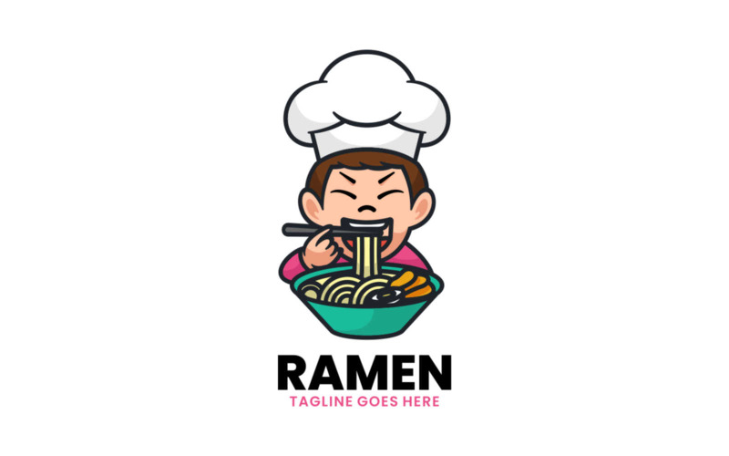 Ramen maskot tecknad logotyp