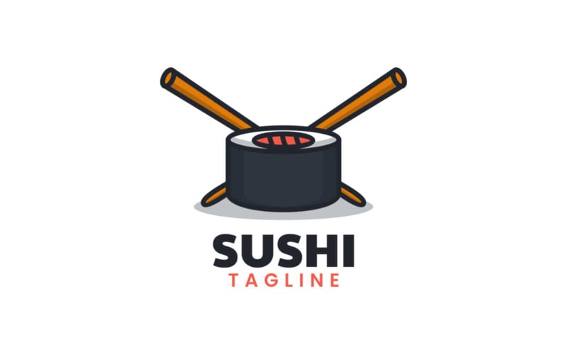 Styl loga jednoduchého sushi maskota