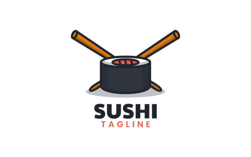 Sushi enkel maskot logotyp stil
