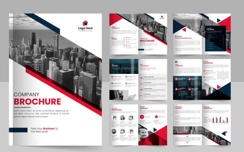 bedrijfsbrochure sjabloon lay-outontwerp, 12 pagina bedrijfsbrochure bewerkbaar sjabloonontwerp