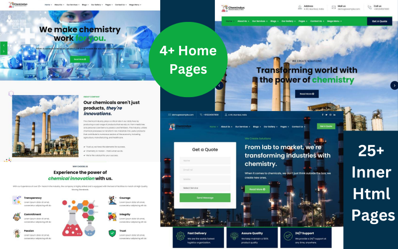 Chemindus - Modelo HTML Responsivo Industrial