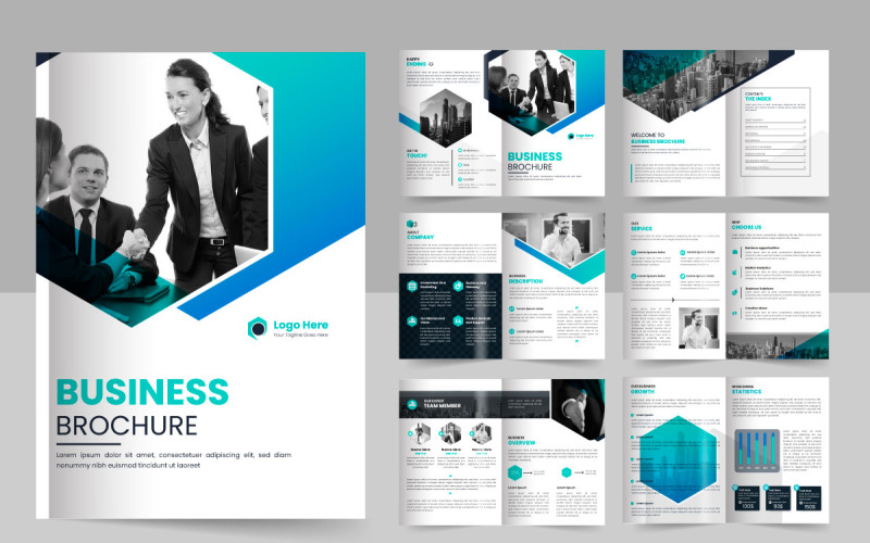 Disposition de modèle modifiable de brochure d'entreprise de 12 pages, brochure d'entreprise minimale