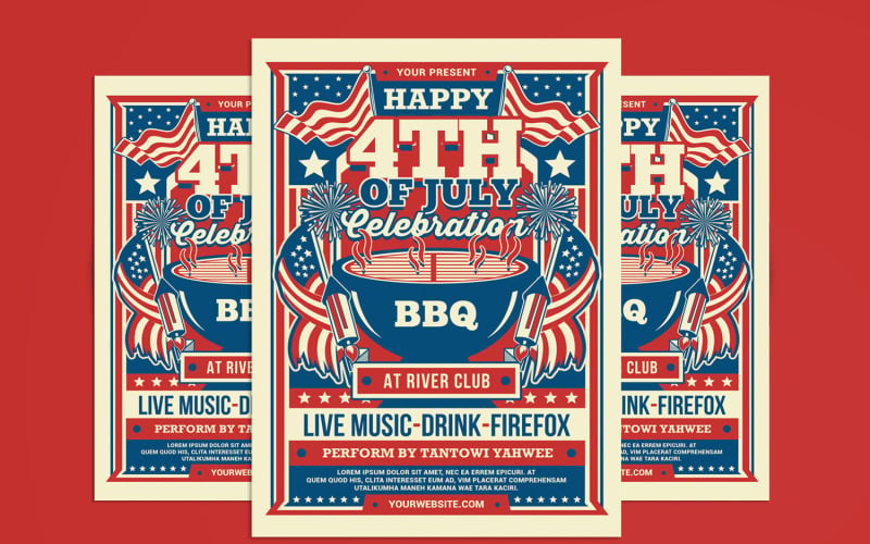4 juli Viering BBQ Party flyer Tempate