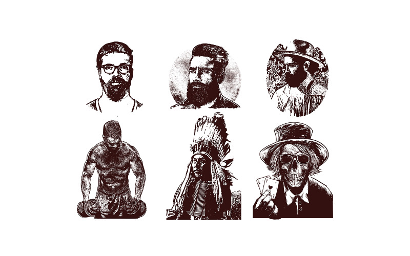 niños, conjunto, ilustración, vector