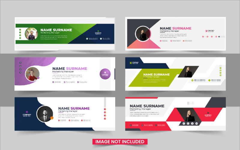 Conceito de modelo de design de assinatura de e-mail corporativo para pacote de assinatura de e-mail profissional