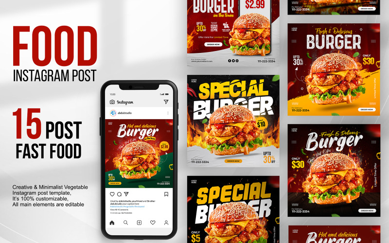 Lebensmittel-Social-Media-Banner-Vorlagenpaket