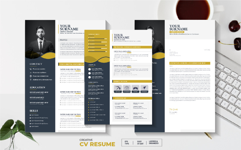 Modèle de CV moderne avec concept de lettre de motivation