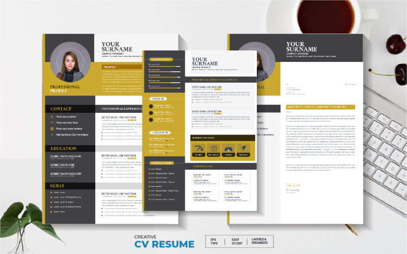 Modern CV or Resume design Template with Cover Letter