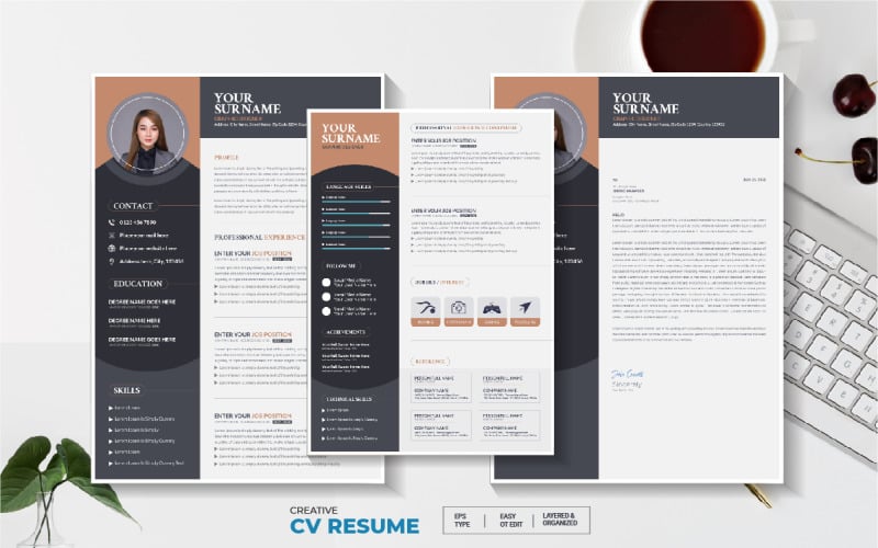 Modern CV or Resume Template design with Cover Letter