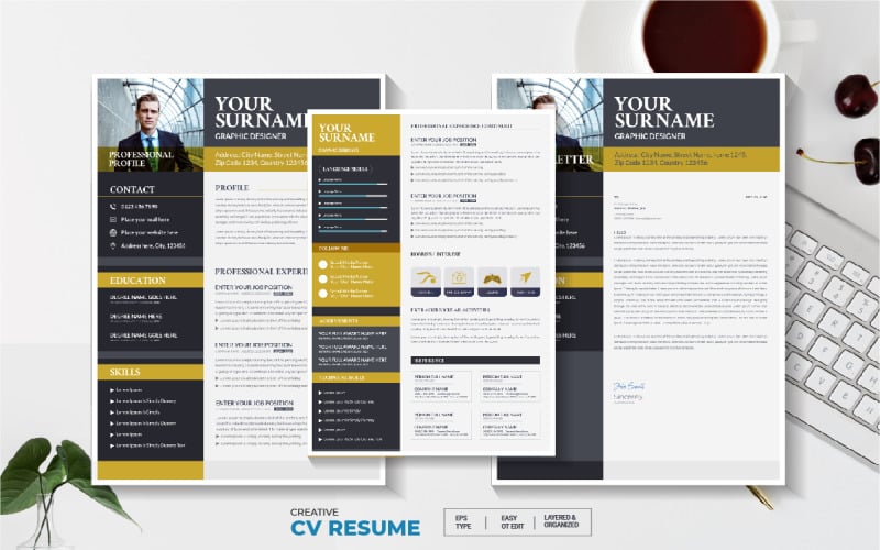 Modern CV or Resume Template with Cover Letter