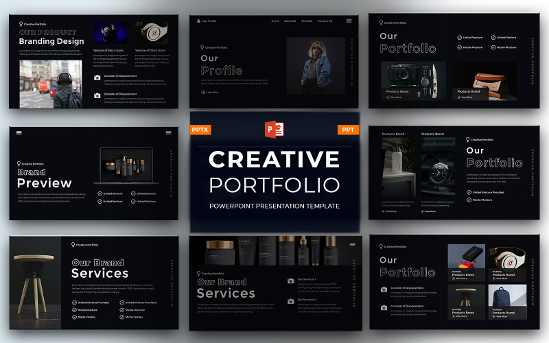 Perfil - Modelo de Apresentação PowerPoint de Portfólio Criativo