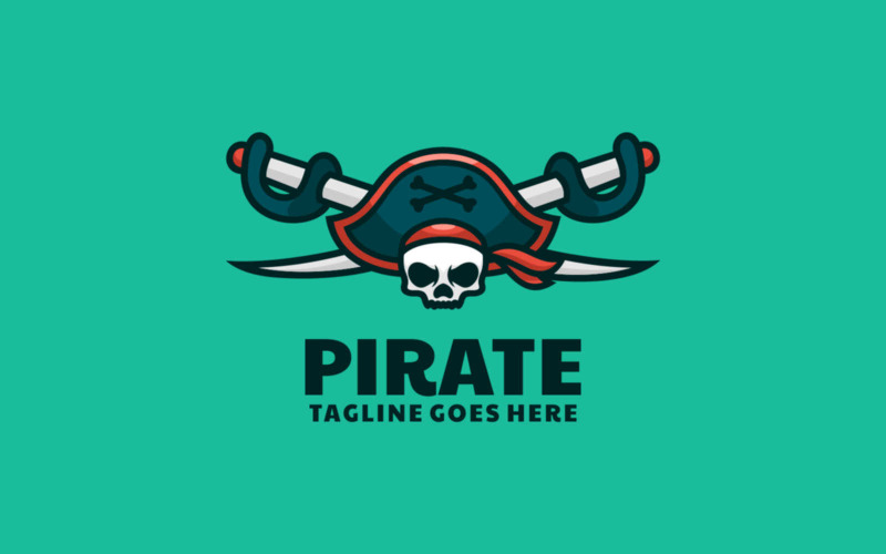Einfaches Maskottchen-Logo des Piraten