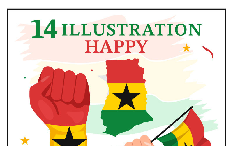 14 Glückliche Illustration zum Tag der Republik Ghana