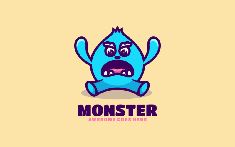 Monster maskot Kreslené Logo šablona