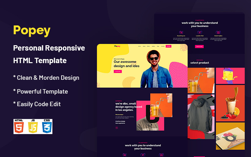 Popey – Persoonlijke HTML5-websitesjabloon