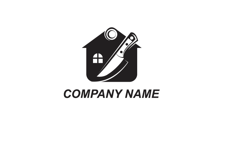 Logotipo de la casa del cuchillo negro minimalista moderno simple