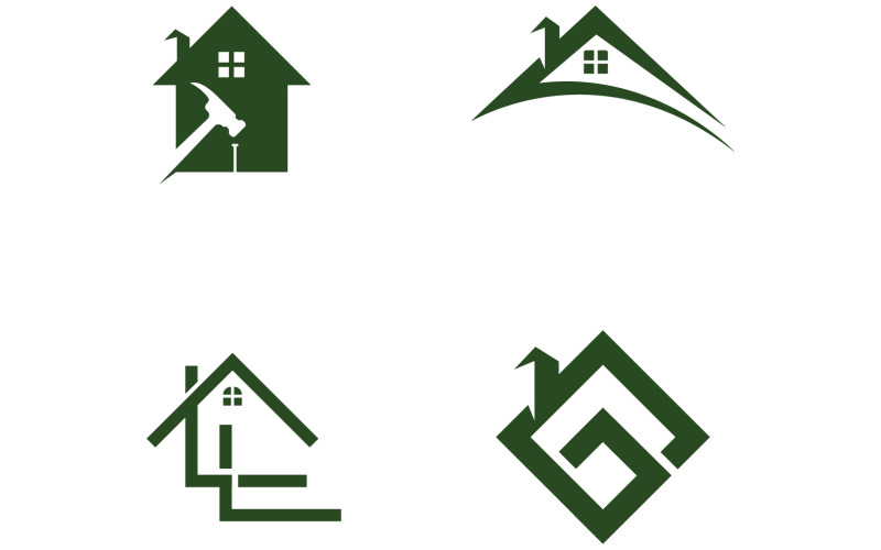 Woningbouw onroerend goed verkopen logo vector v26