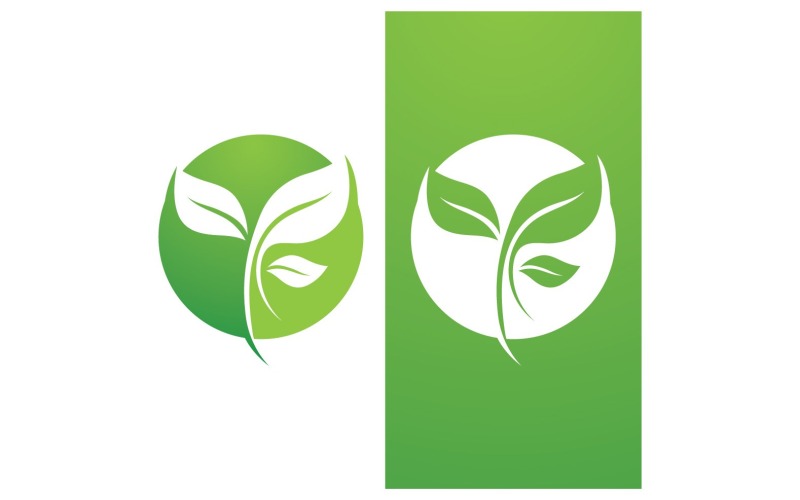 Eco feuille verte nature fraîche aller modèle de conception de logo arbre vert v33