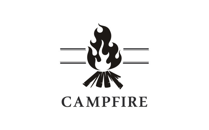 Flame fackla lägereld logotyp vektor malldesign v3