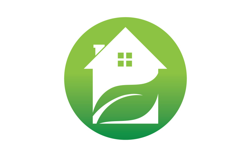 Folha de casa verde vai vetor de logotipo de casa verde v12