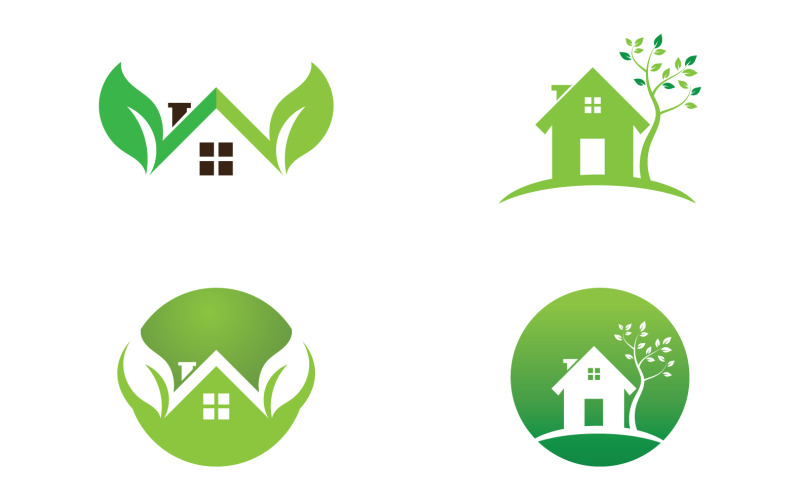 Grünes Hausblatt wird grüner Home-Logo-Vektor v17