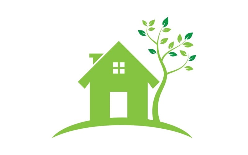 La foglia della casa verde diventa il vettore del logo della casa verde v4