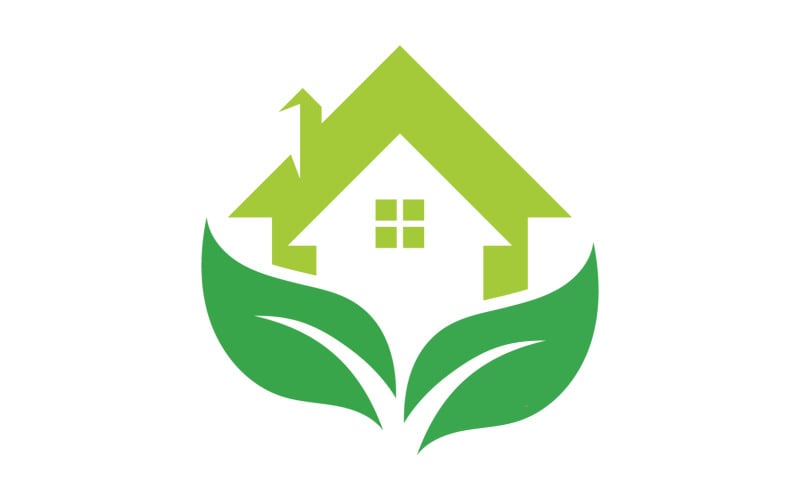 La foglia della casa verde diventa il vettore del logo della casa verde v7
