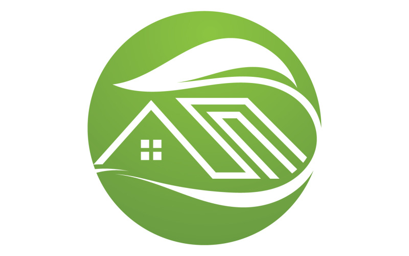 Liść zielonego domu przejść zielony wektor logo domu v2
