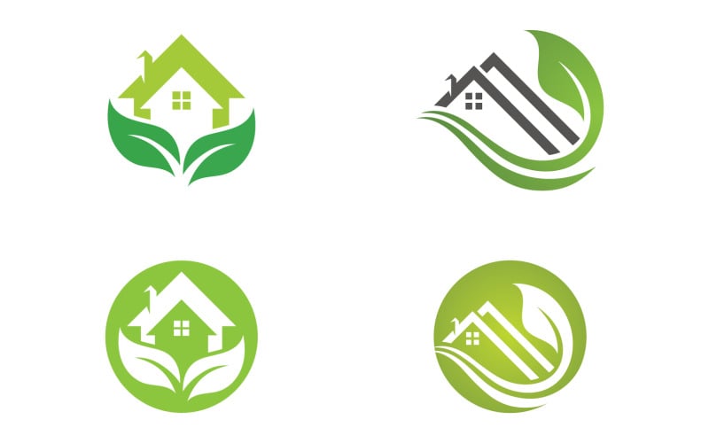Yeşil ev yaprağı yeşil ev logo vektörü v15'e git