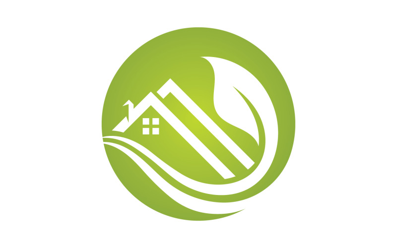 Zelený dům list go green home logo vector v14